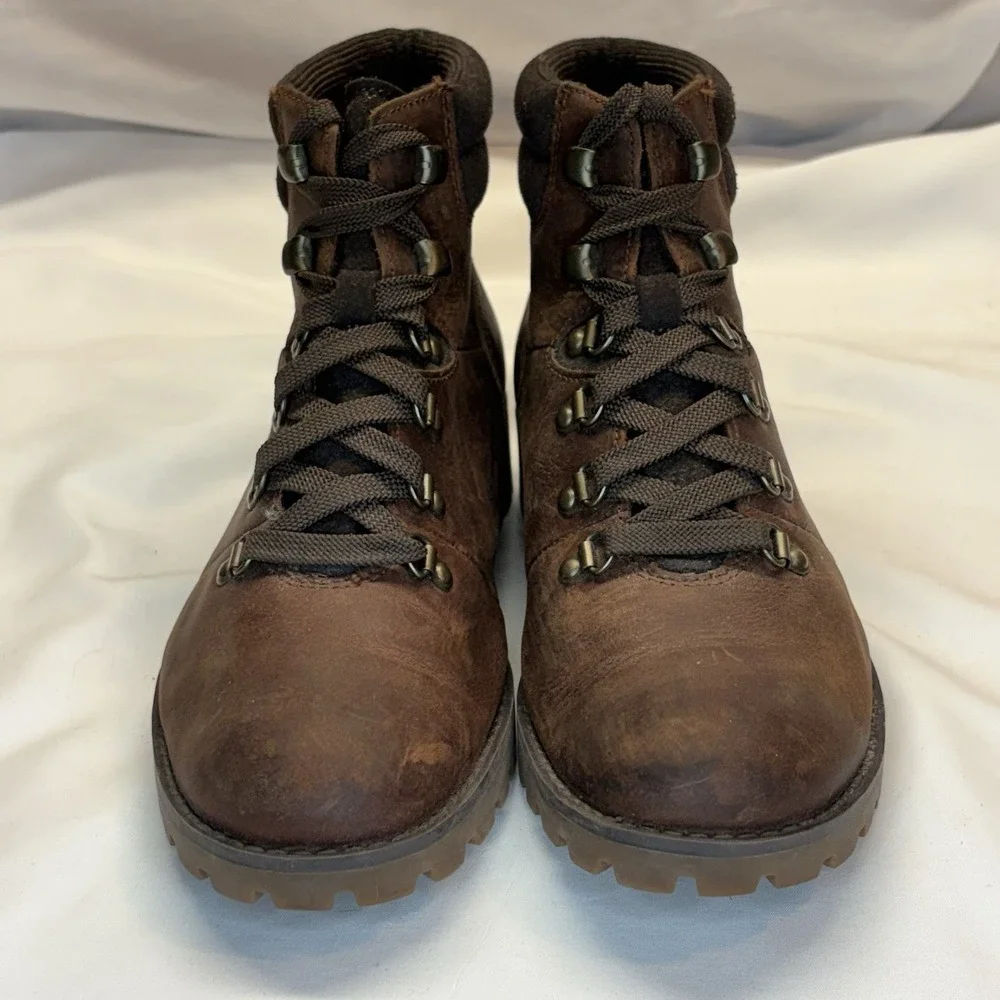 Timberland Boots Womens 7.5 Brown Leather Ellendale Ankle Combat Hiking Lug Sole
